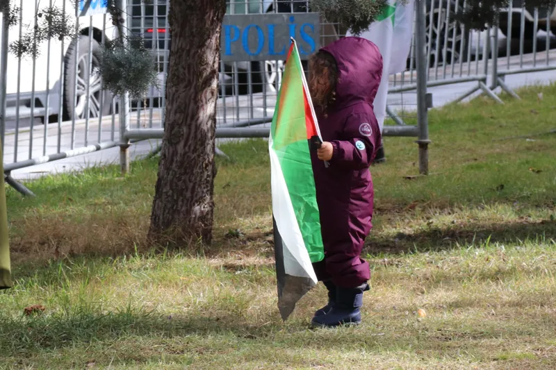ABD Büyükelçiliği önünde Gazze nöbeti başlatıldı